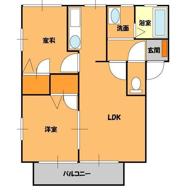 グリーンコート(2LDK/2階)の間取り写真