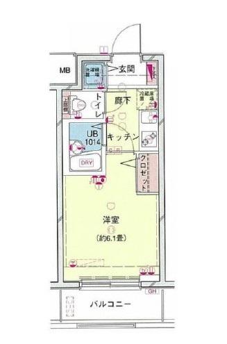 シンシア大森セカンドステージ(1K/6階)の間取り写真