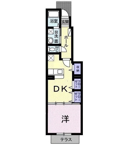 セイバリーI(1DK/1階)の間取り写真