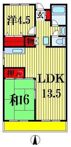 弥生マンション(2LDK/1階)の間取り写真