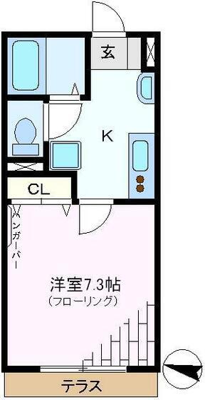 ベルメゾン鷺宮(1K/1階)の間取り写真
