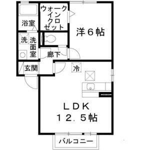 ラ・ミュー久宝寺II棟(1LDK/1階)の間取り写真