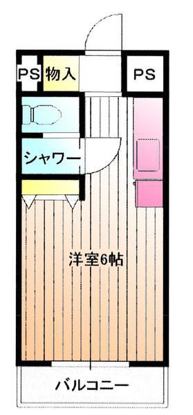 プリモタウン(1K/2階)の間取り写真
