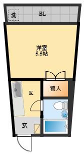 ハイランドM(1K/2階)の間取り写真