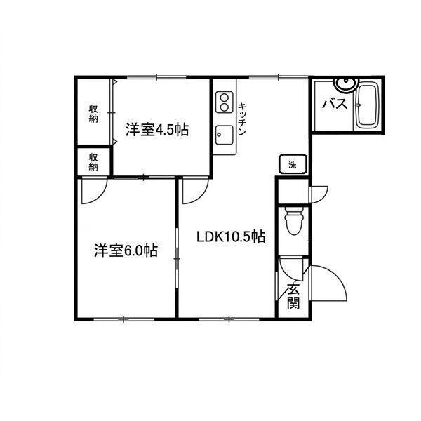 エンブレム札幌発寒IC棟(2LDK/2階)の間取り写真