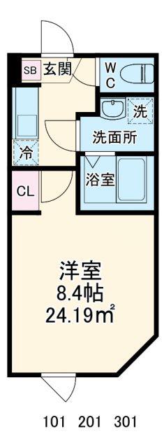 GRADUS大和田町(1K/2階)の間取り写真