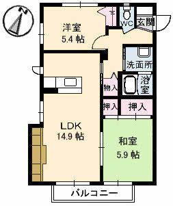 メルヘン青山(2LDK/2階)の間取り写真