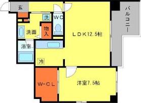 BRAVI南堀江(1LDK/9階)の間取り写真