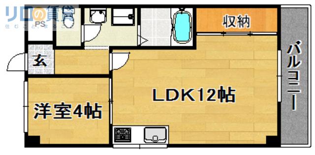 堀田ハイツ(1LDK/4階)の間取り写真