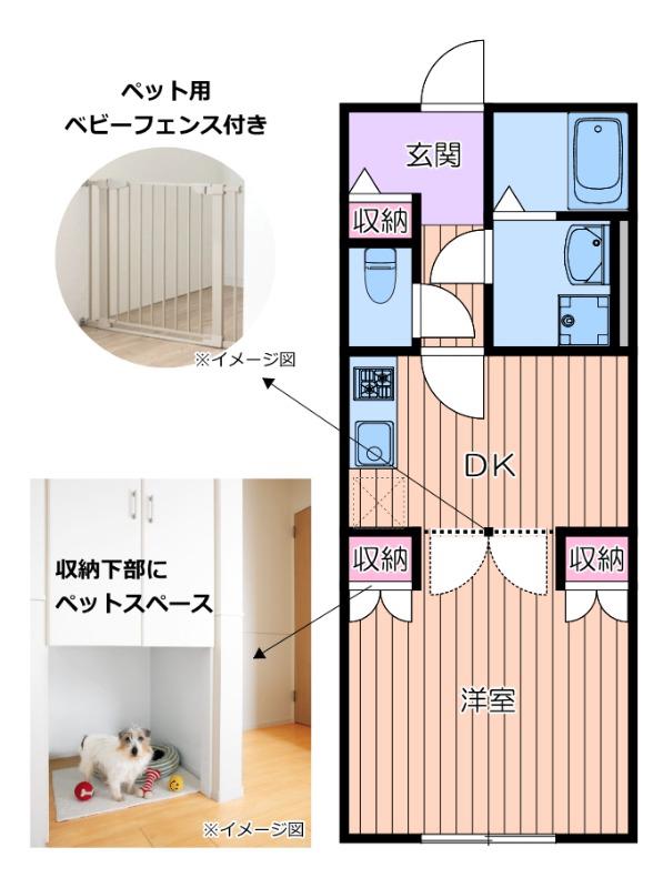 BRILLANTE PAWS 舎人(1DK/2階)の間取り写真