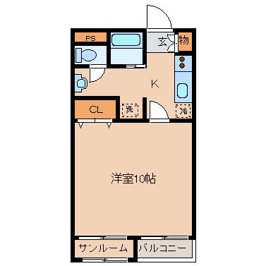 グリーンガーデン(1K/2階)の間取り写真