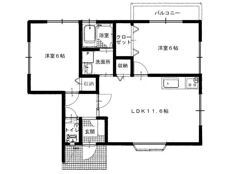 サンガーデン小岩原5号地(2LDK/1階)の間取り写真