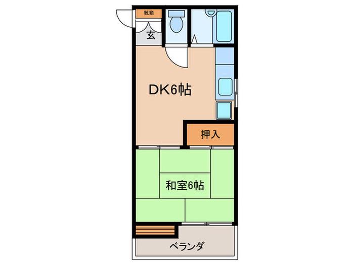 ハイツ村木(1DK/4階)の間取り写真