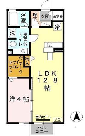 ブランミュール(1LDK/2階)の間取り写真