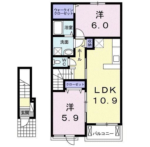 ベルフルール(2LDK/2階)の間取り写真