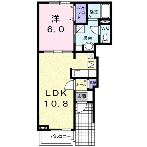 ラシュール コートII(1LDK/1階)の間取り写真