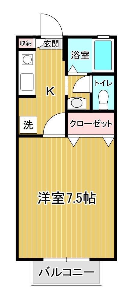 サンセールSATSUKI(1K/2階)の間取り写真