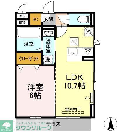 サニーコート(1LDK/2階)の間取り写真