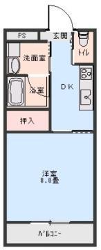 エメローズ南蔵王(1K/1階)の間取り写真