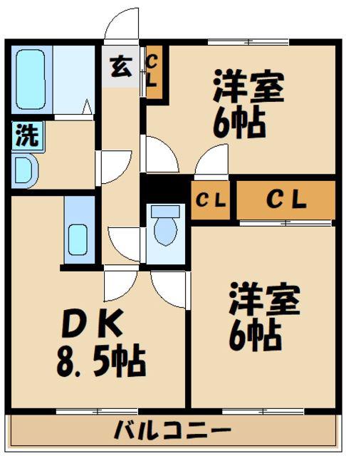 ハイツプレントリー(2DK/3階)の間取り写真