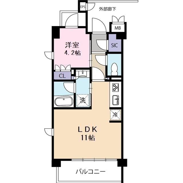 PARKSIDE HILL TOKIWA(1LDK/2階)の間取り写真