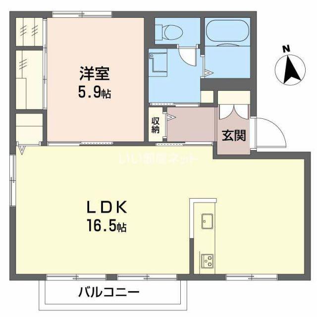 ディアスまさごB(1LDK/2階)の間取り写真