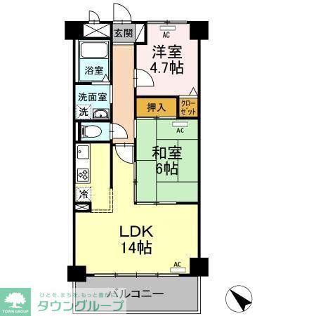 モニュメントスクウェア 壱番館(2LDK/1階)の間取り写真