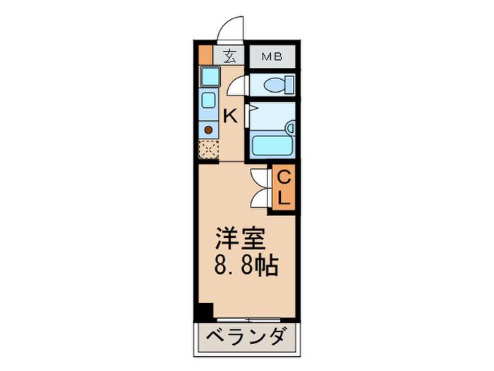 大久保現代マンション(1K/2階)の間取り写真