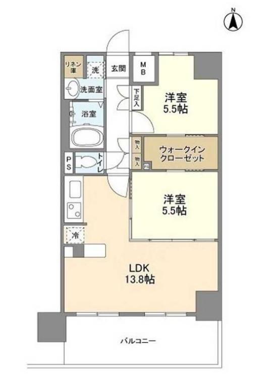 ハイラインⅢ(2LDK/11階)の間取り写真