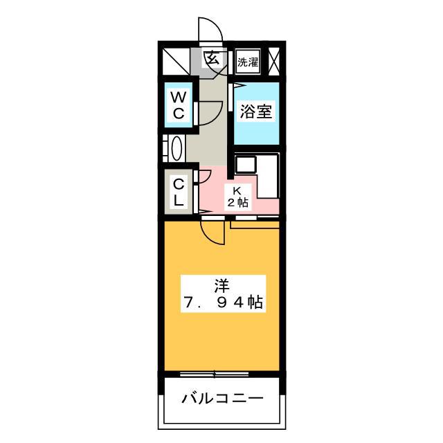 エンクレスト天神(1K/2階)の間取り写真