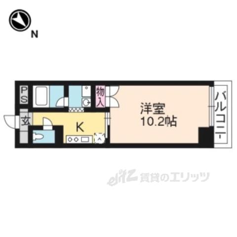エリーフラッツ京町(1K/3階)の間取り写真