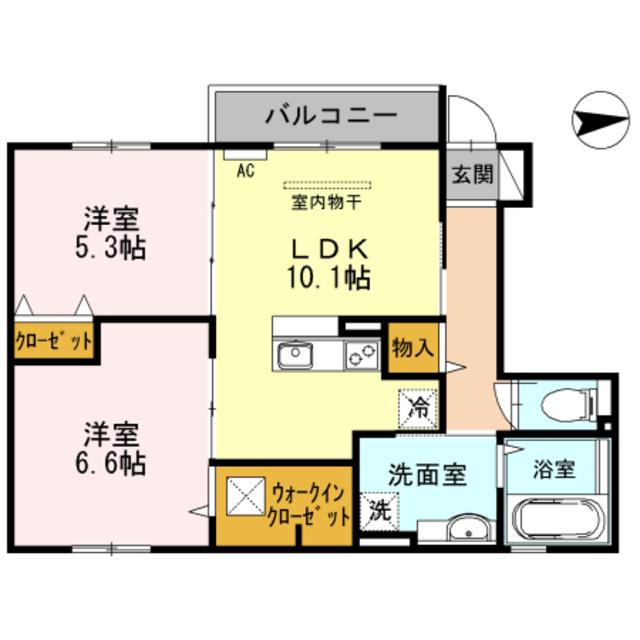 ル グランシャリオA棟(2LDK/1階)の間取り写真