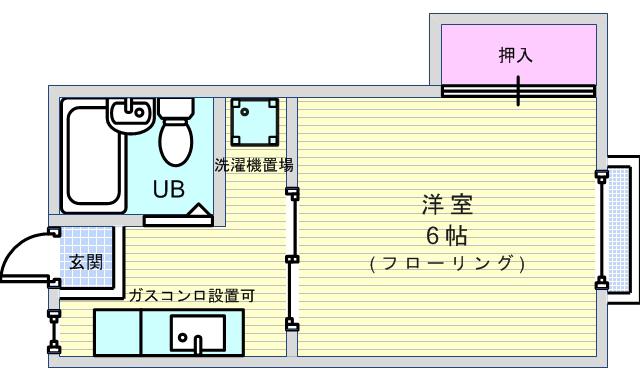 宮山ハイツ(ワンルーム/2階)の間取り写真