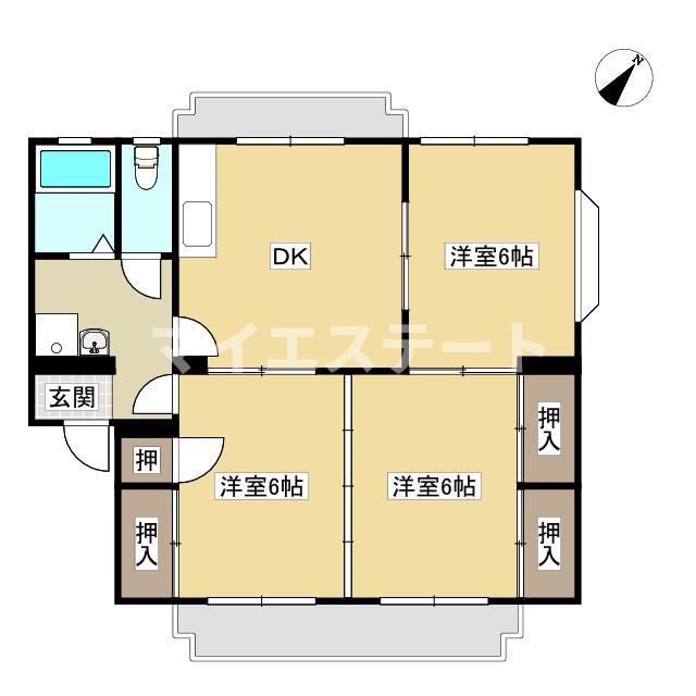和田コーポ(3DK/1階)の間取り写真