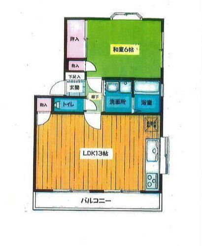 トライアンハイツ(1LDK/2階)の間取り写真