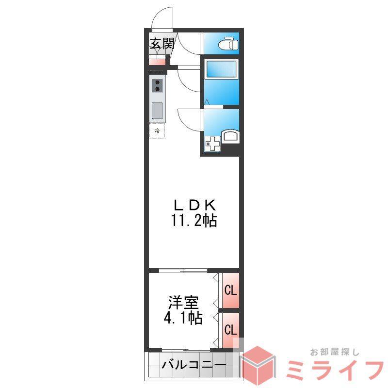 BADGETOMOIESTI(1LDK/1階)の間取り写真