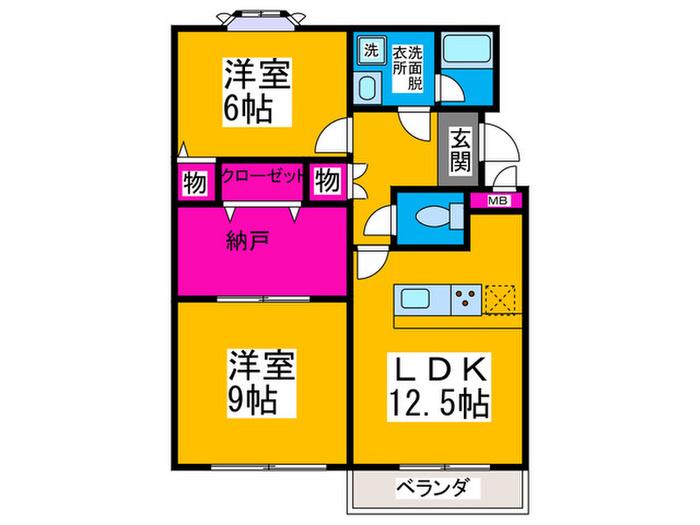 カーサセピア(2LDK/1階)の間取り写真