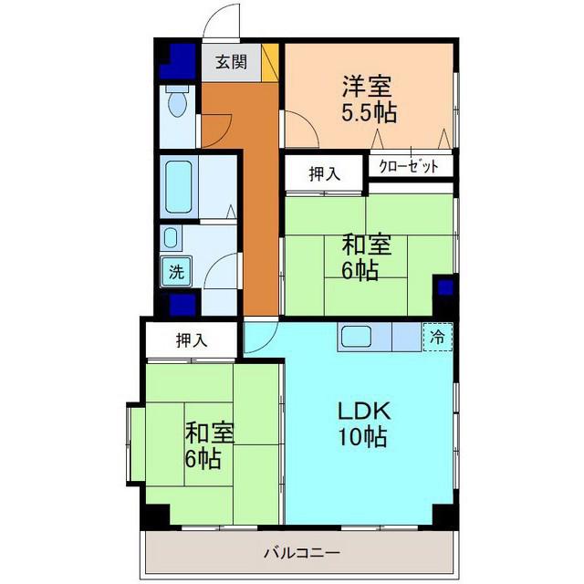 アベニューヒルズK(3LDK/5階)の間取り写真