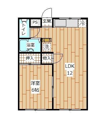 センス河北A棟(1LDK/2階)の間取り写真