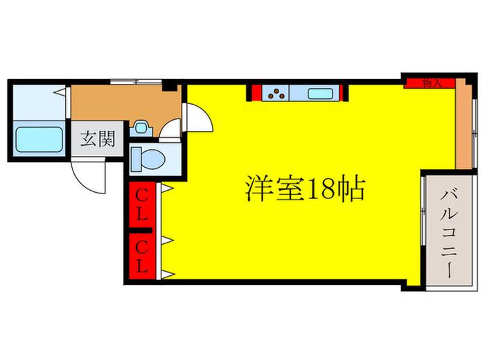 花屋敷第1コーポラス(ワンルーム/3階)の間取り写真