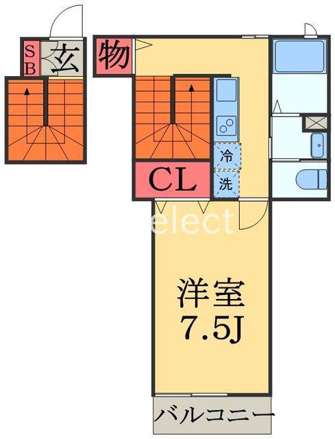 シャルマン稲毛東(1K/3階)の間取り写真