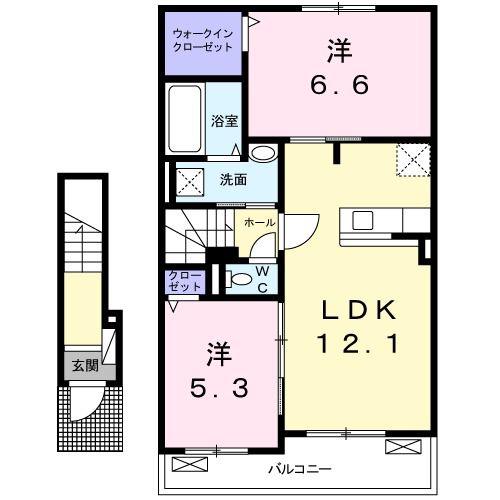 ピース B(2LDK/2階)の間取り写真