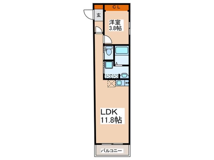 CASA MICIE(1LDK/3階)の間取り写真