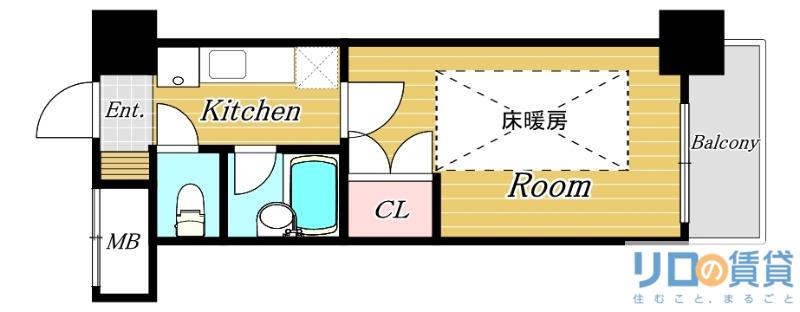 ローズコーポ新大阪9(1K/2階)の間取り写真