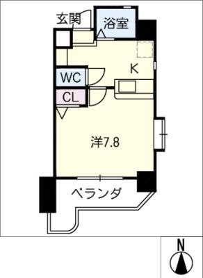 地下鉄鶴舞線 原駅(愛知) 徒歩2分 8階建 築26年(1K/4階)の間取り写真