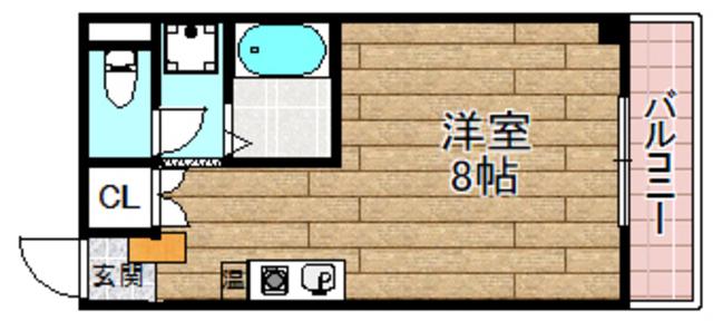 オークウッズ高槻(1K/1階)の間取り写真