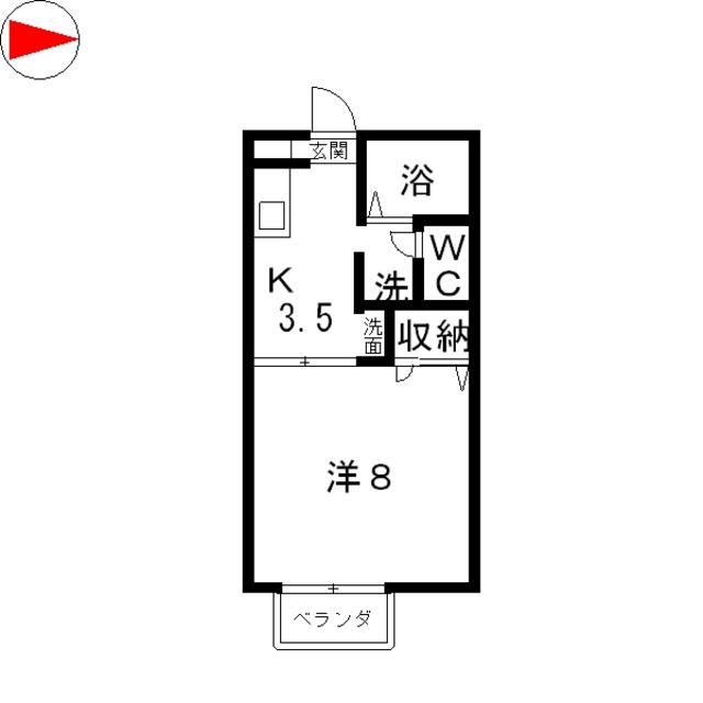 JR山陽本線 新倉敷駅 徒歩15分 2階建 築31年(1K/2階)の間取り写真