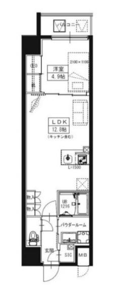 S-RESIDENCE大阪上本町(1LDK/13階)の間取り写真