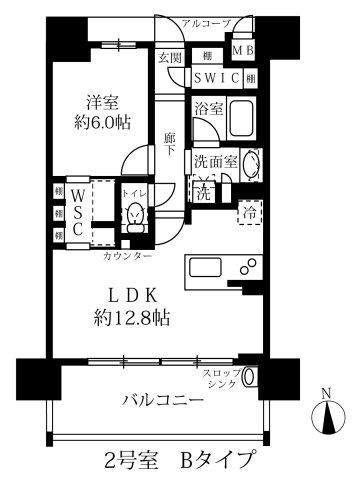 グランパセオ名駅那古野(1LDK/14階)の間取り写真