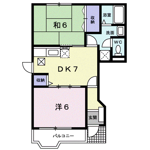 ウッディーランド(2DK/1階)の間取り写真
